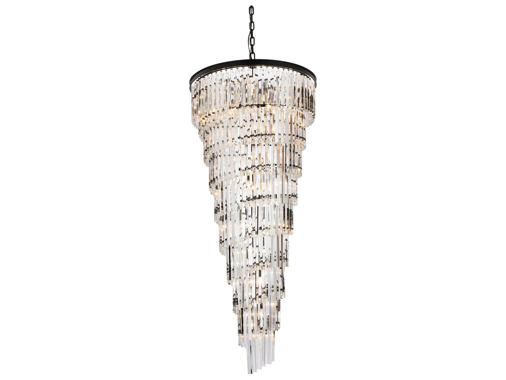 Elegant Lighting Sydney 35-Light Matte Black Tiered Crystal Chandelier