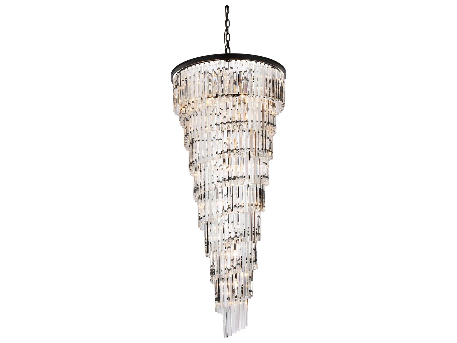 Elegant Lighting Sydney 35-Light Matte Black Tiered Crystal Chandelier