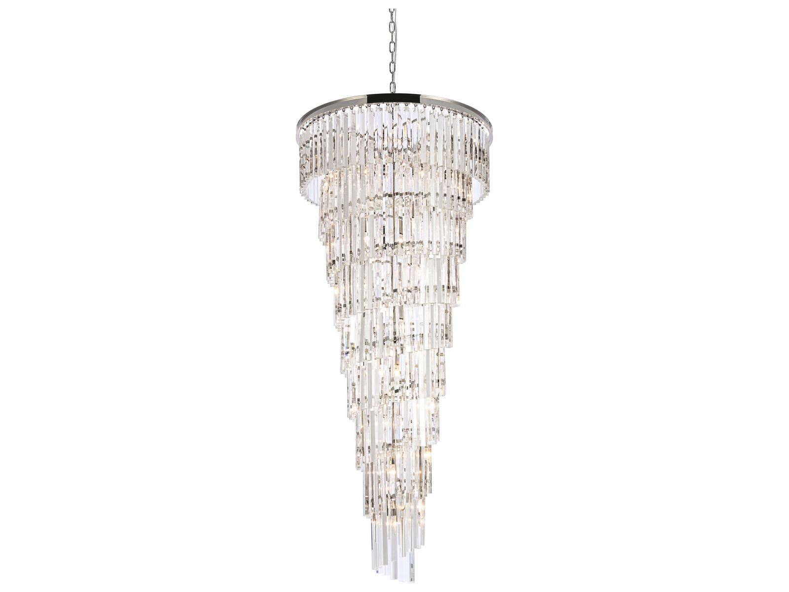 Elegant Lighting Sydney 35-Light Tiered Crystal Chandelier in Polished Nickel