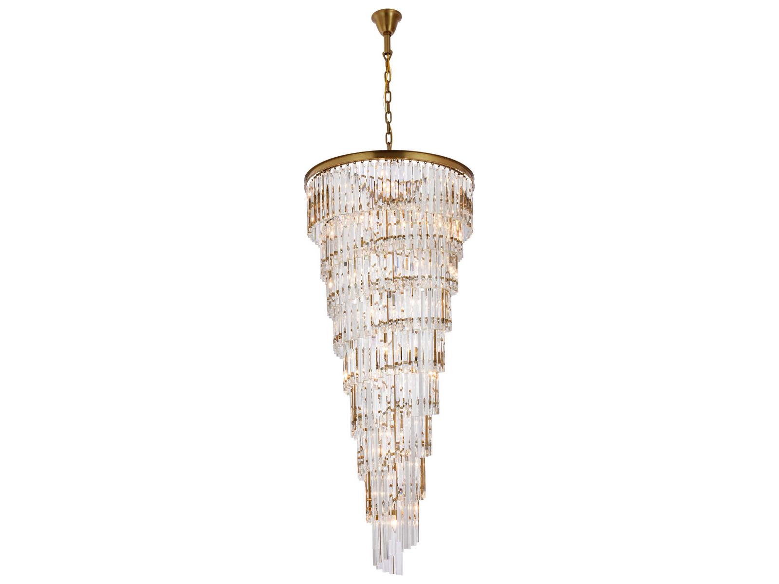 Elegant Lighting Sydney 35-Light Satin Gold Tiered Chandelier with Royal Cut Crystal
