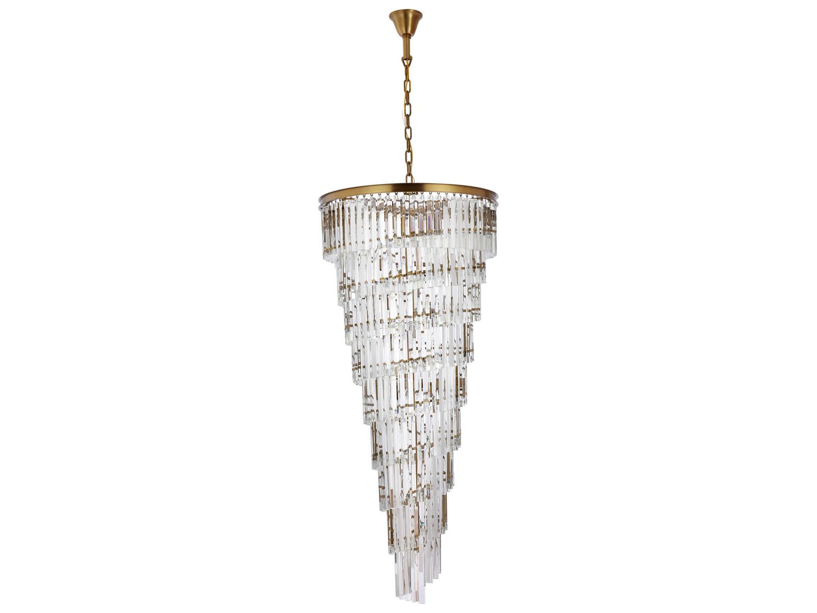 Elegant Lighting Sydney 35-Light Satin Gold Tiered Chandelier with Royal Cut Crystal