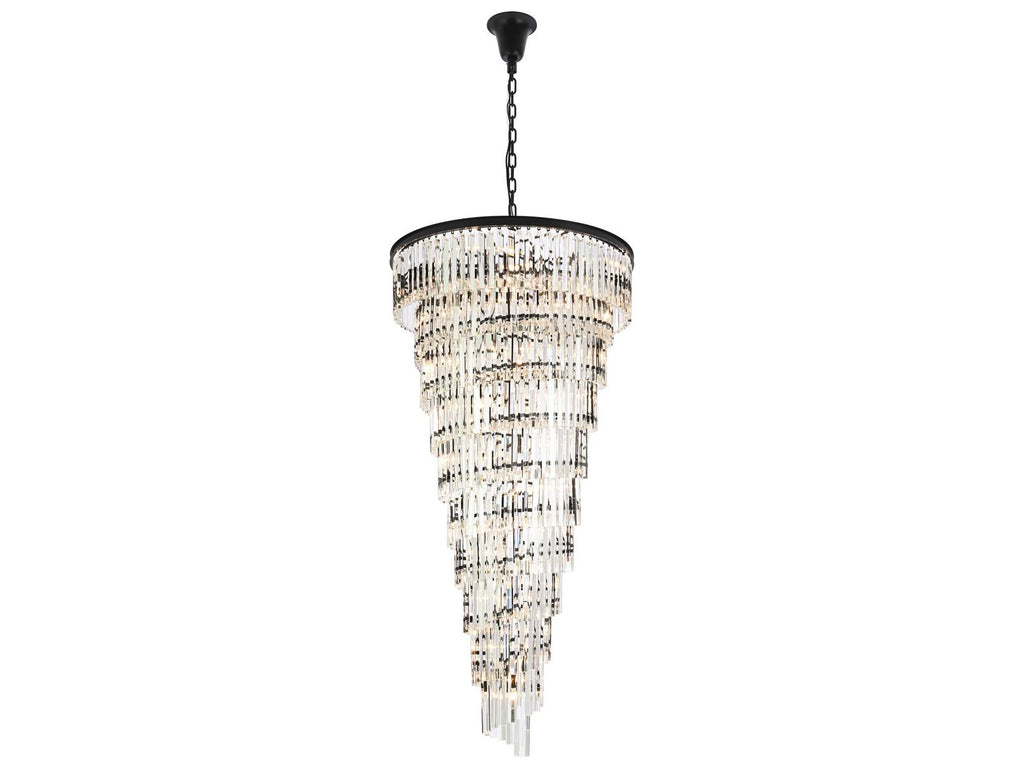 Elegant Lighting Sydney 42-Light Matte Black Tiered Chandelier with Royal Cut Crystals