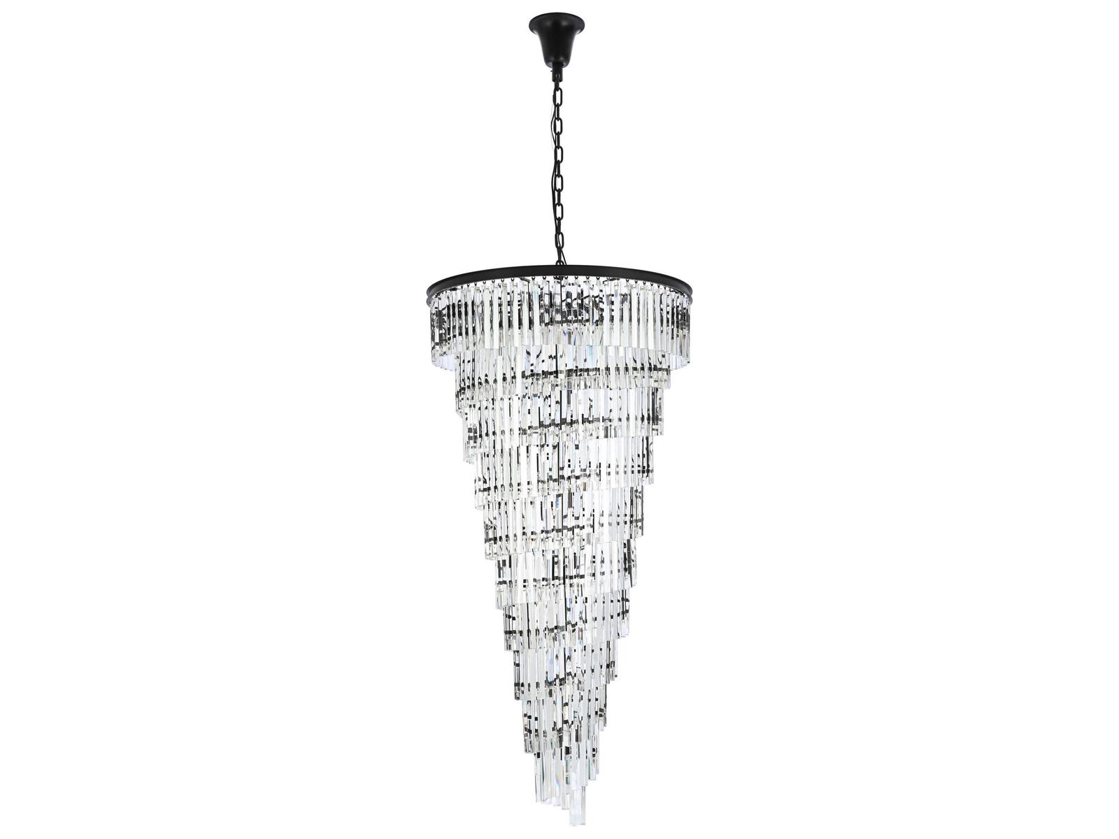 Elegant Lighting Sydney 42-Light Matte Black Tiered Chandelier with Royal Cut Crystals