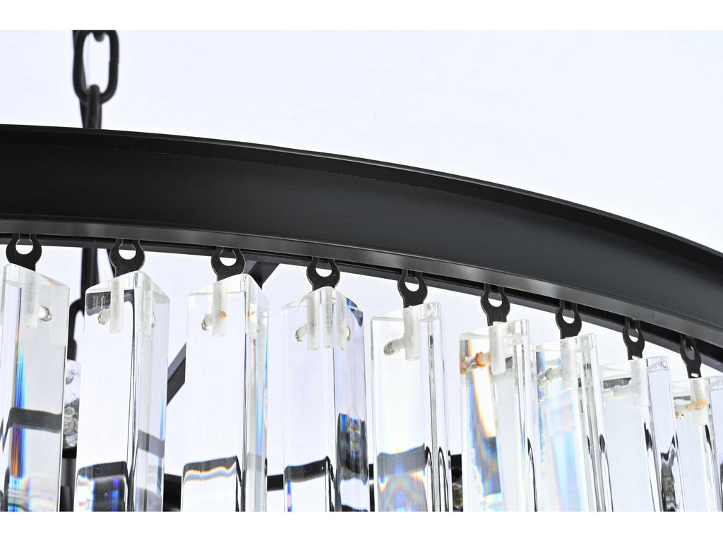 Elegant Lighting Sydney 42-Light Matte Black Tiered Chandelier with Royal Cut Crystals