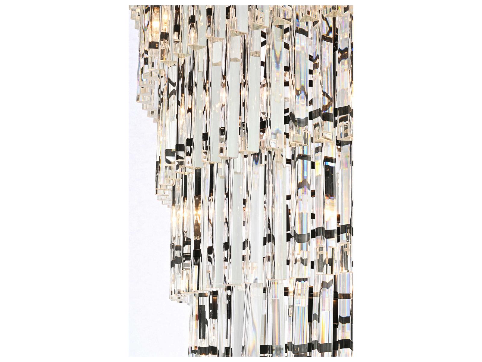 Elegant Lighting Sydney 42-Light Matte Black Tiered Chandelier with Royal Cut Crystals