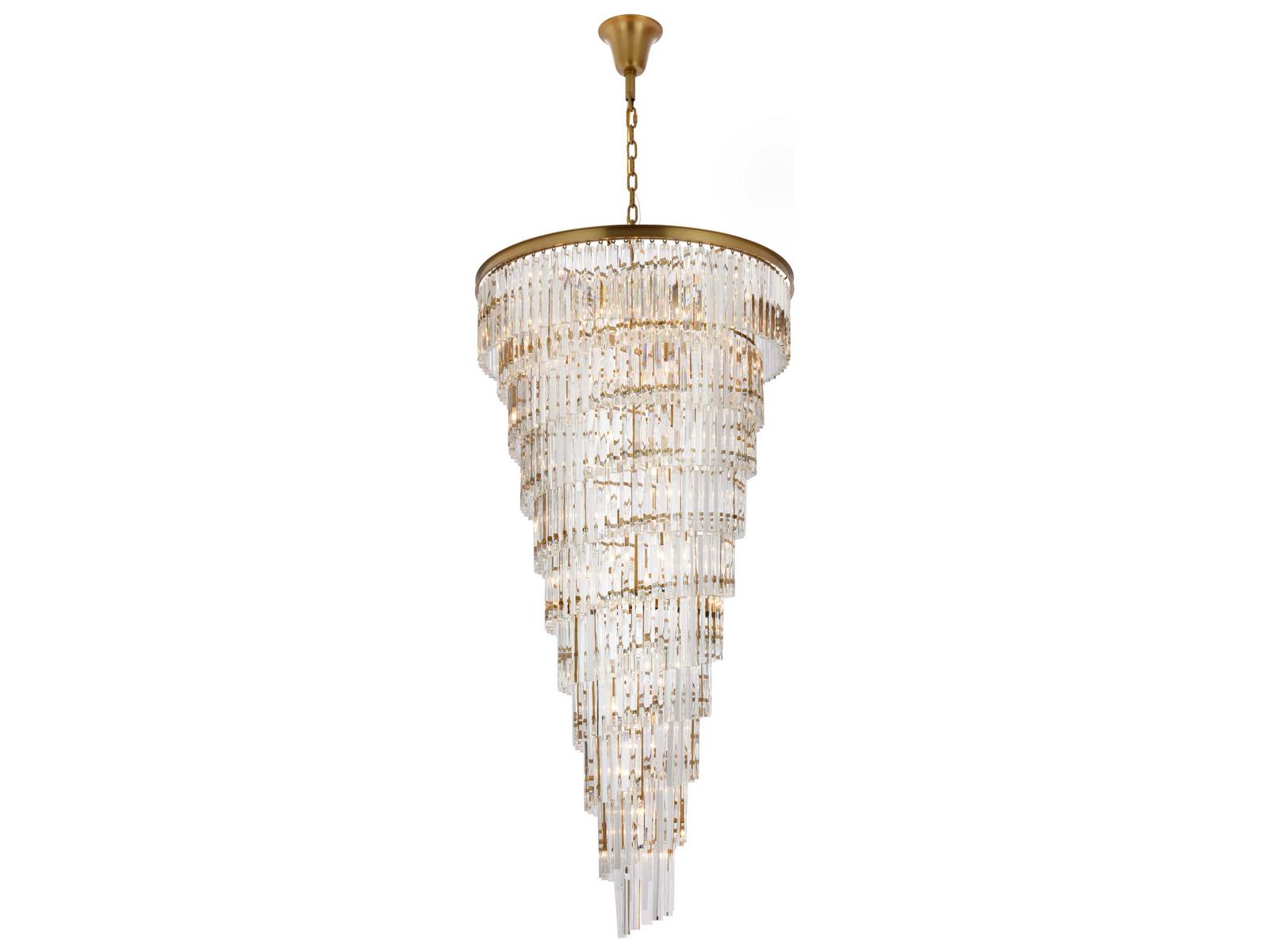 Elegant Lighting Sydney 42-Light Satin Gold Tiered Crystal Chandelier