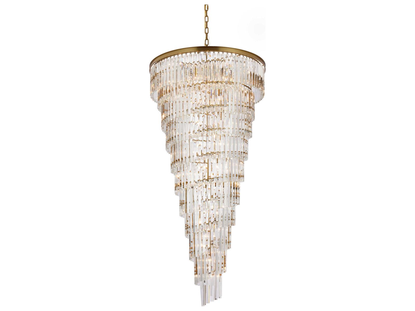 Elegant Lighting Sydney 42-Light Satin Gold Tiered Crystal Chandelier