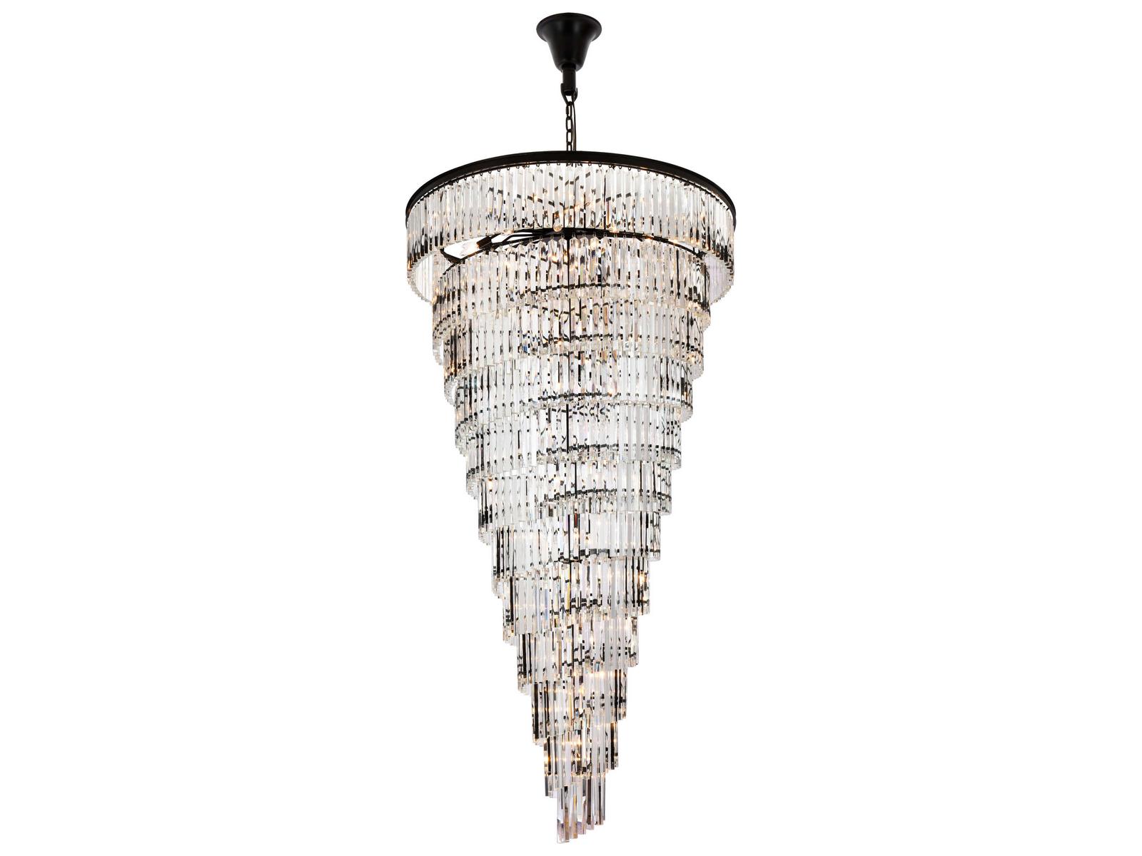 Elegant Lighting Sydney 58-Light Matte Black Tiered Crystal Chandelier