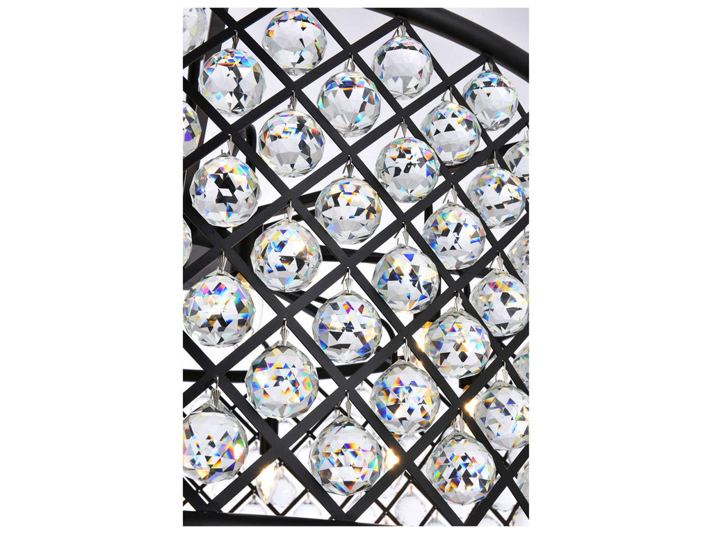 Elegant Lighting Madison 10-Light Matte Black Crystal Drum Chandelier