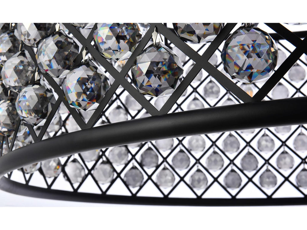 Elegant Lighting Madison 10-Light Matte Black Crystal Drum Chandelier