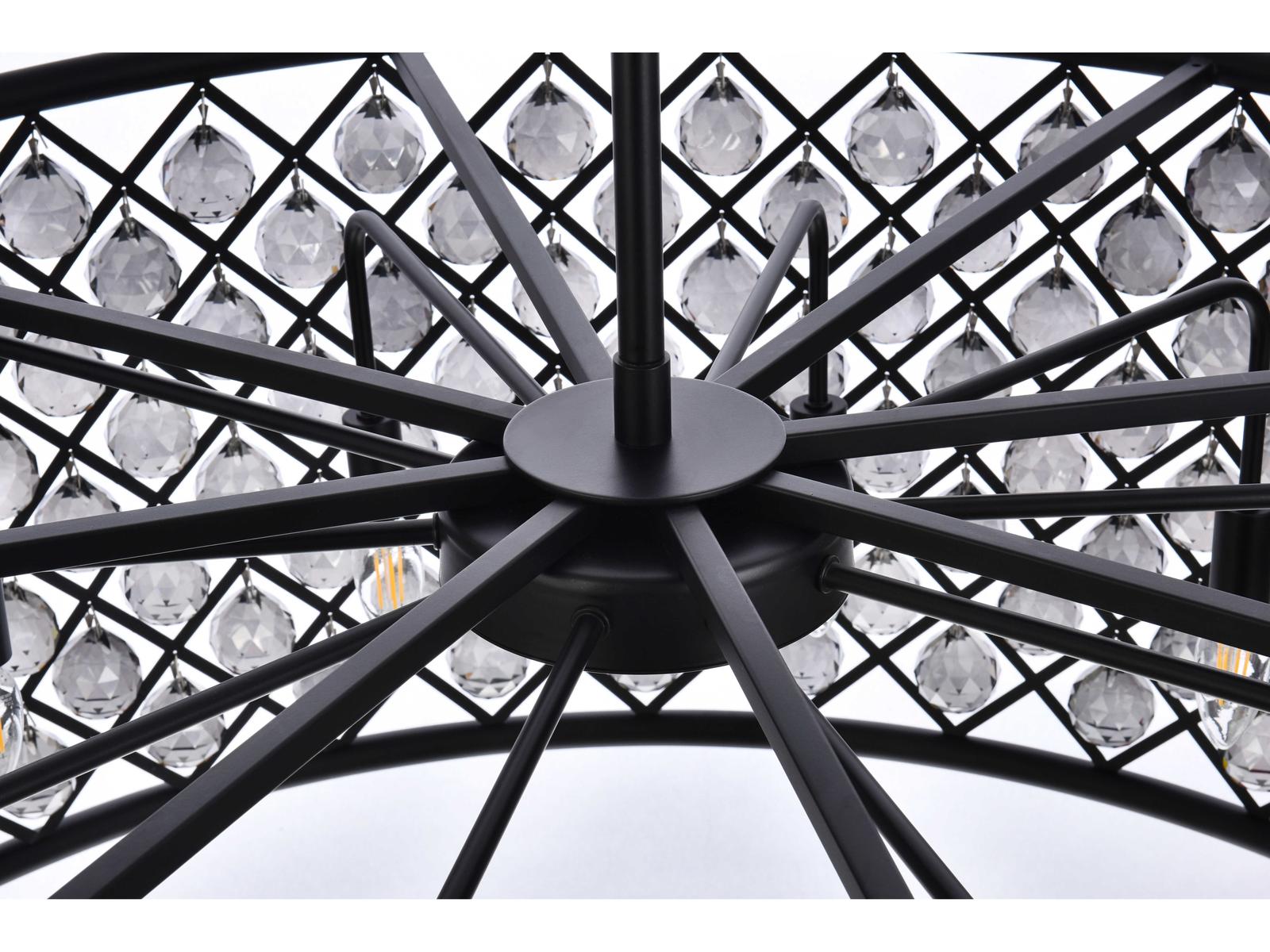 Elegant Lighting Madison 10-Light Matte Black Crystal Drum Chandelier