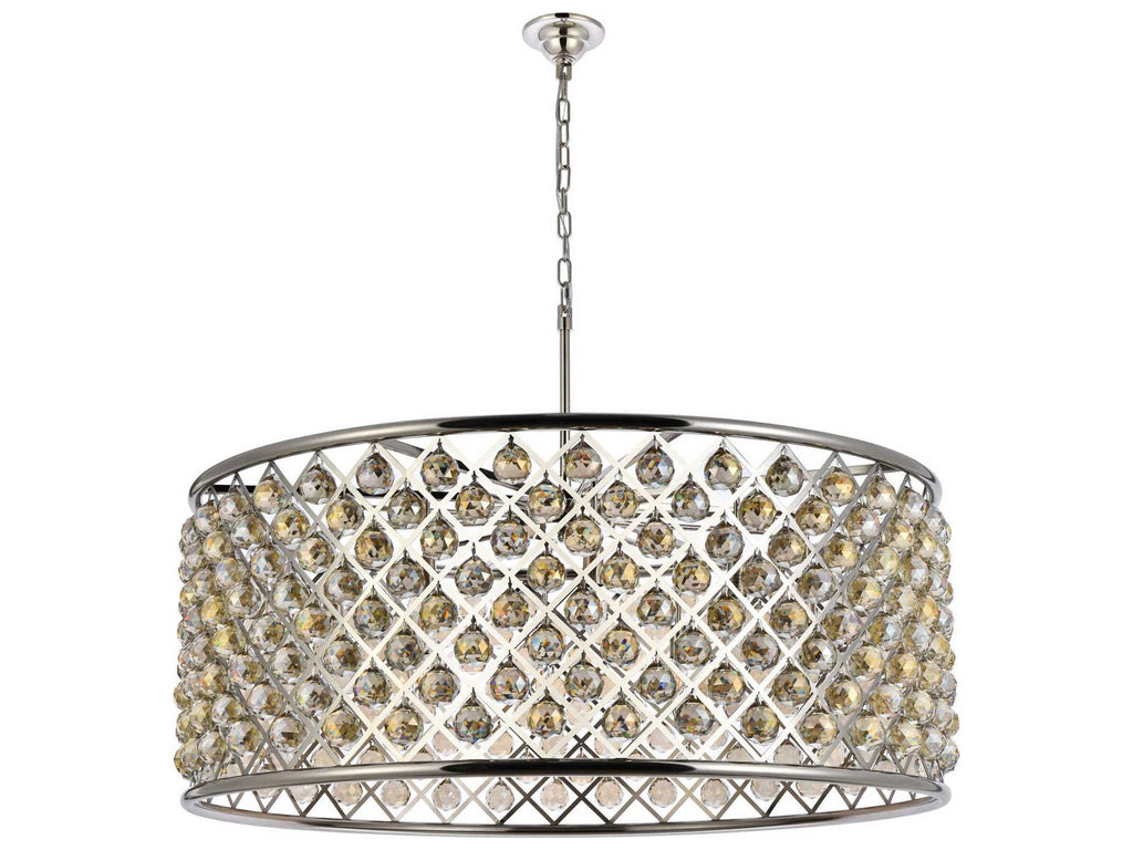 Elegant Lighting Madison 10-Light Crystal Drum Chandelier in Polished Nickel with Golden Teak Crystal