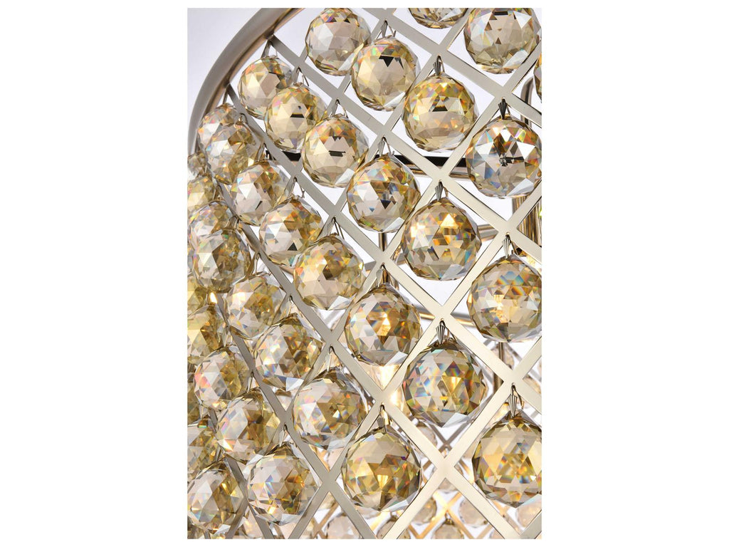 Elegant Lighting Madison 10-Light Crystal Drum Chandelier in Polished Nickel with Golden Teak Crystal