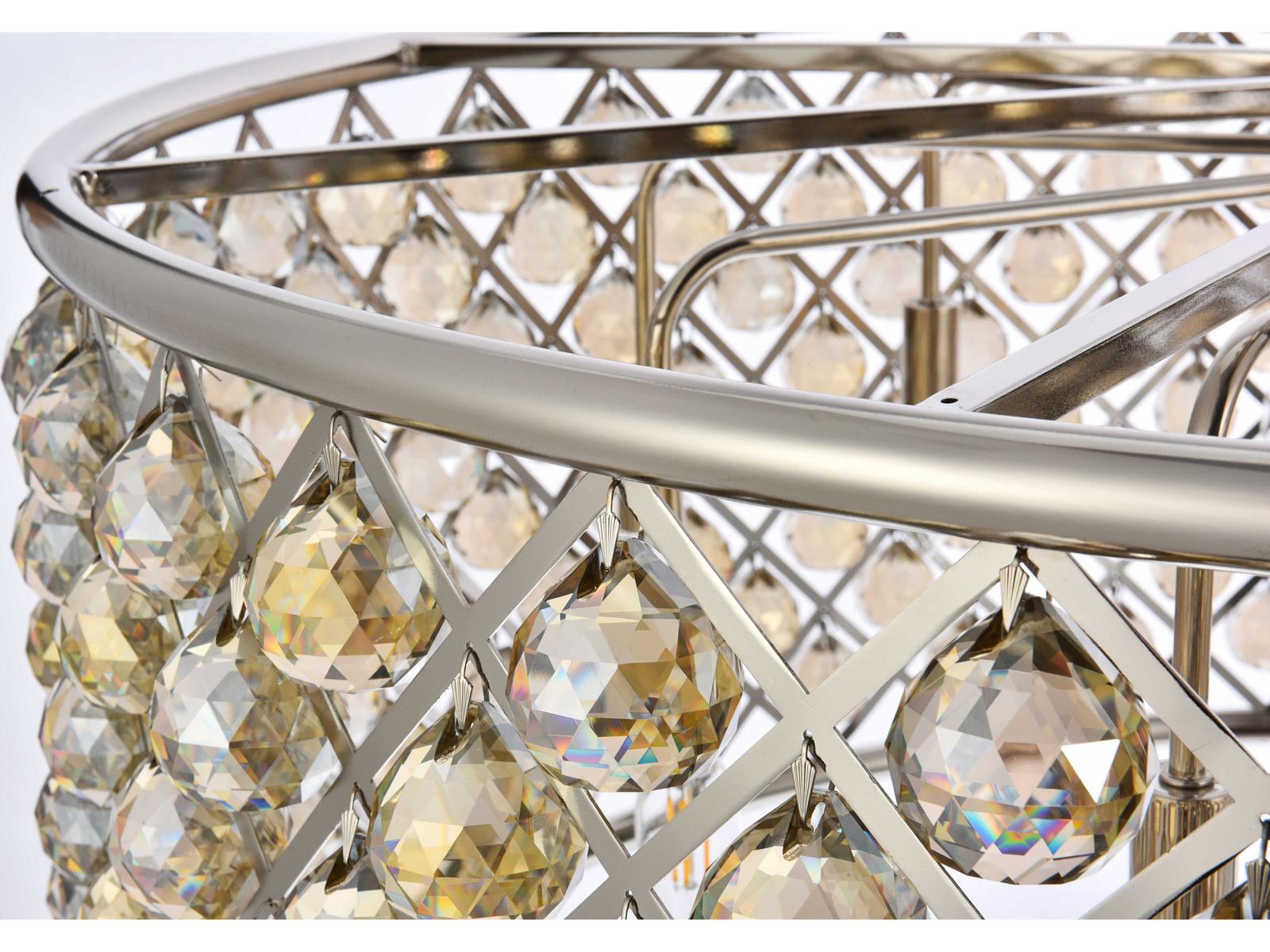 Elegant Lighting Madison 10-Light Crystal Drum Chandelier in Polished Nickel with Golden Teak Crystal