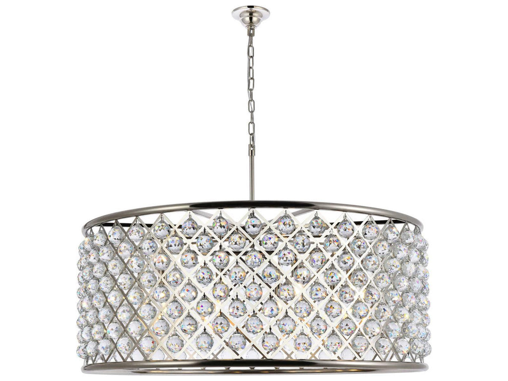 Elegant Lighting Madison 10-Light Crystal Drum Chandelier in Polished Nickel