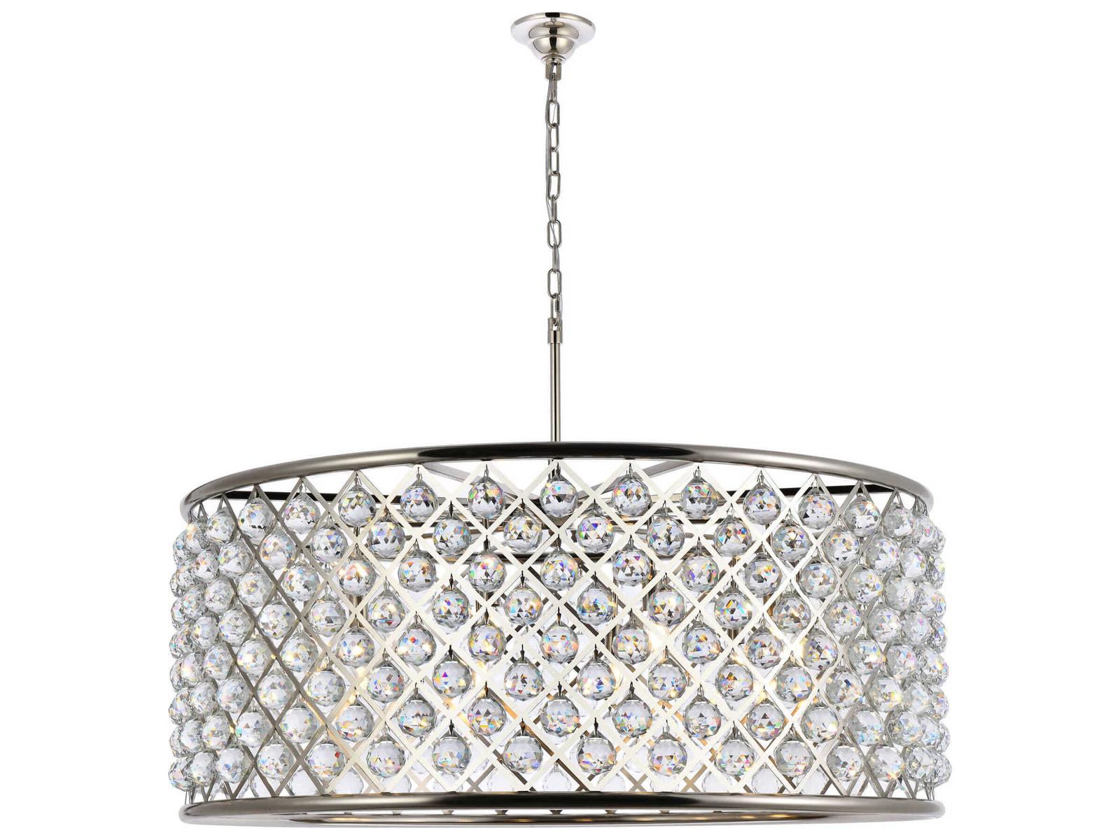 Elegant Lighting Madison 10-Light Crystal Drum Chandelier in Polished Nickel