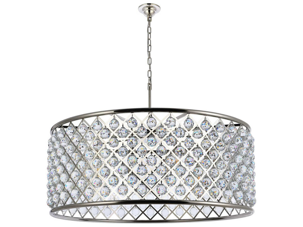 Elegant Lighting Madison 10-Light Crystal Drum Chandelier in Polished Nickel