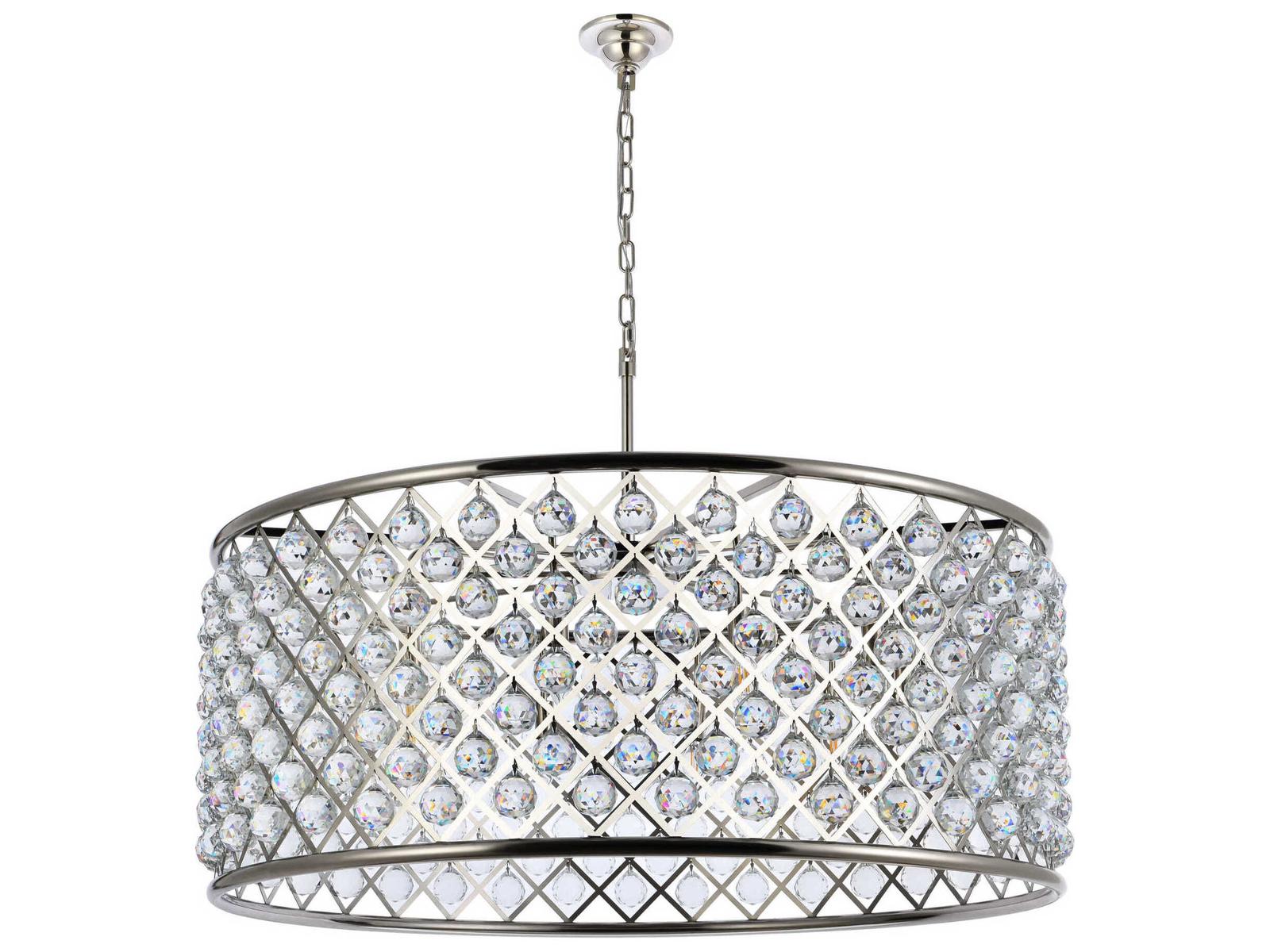 Elegant Lighting Madison 10-Light Crystal Drum Chandelier in Polished Nickel