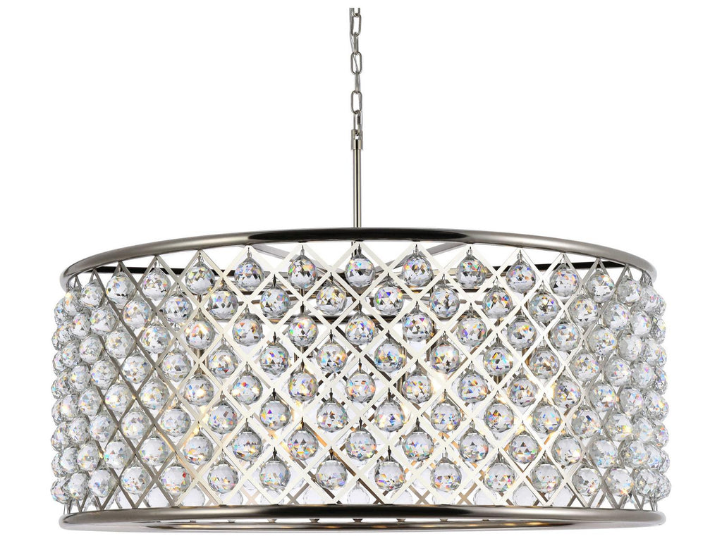 Elegant Lighting Madison 10-Light Crystal Drum Chandelier in Polished Nickel