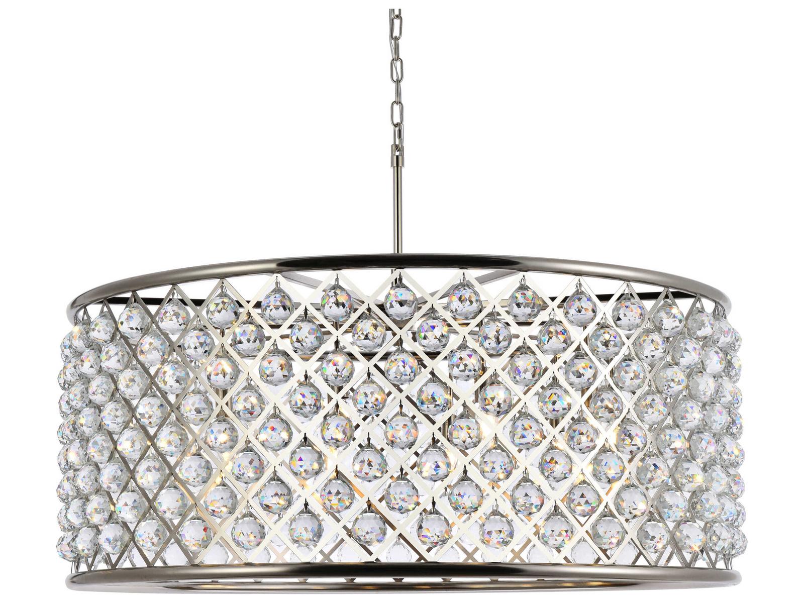 Elegant Lighting Madison 10-Light Crystal Drum Chandelier in Polished Nickel