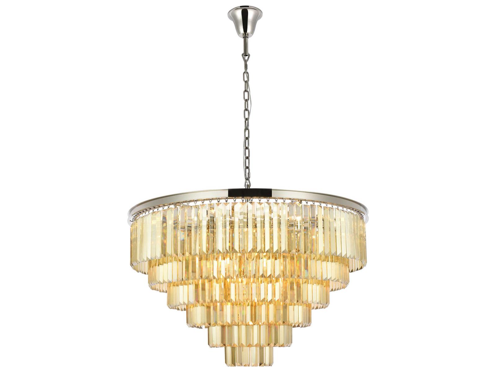 Elegant Lighting Sydney 33-Light Polished Nickel Gold Crystal Tiered Chandelier