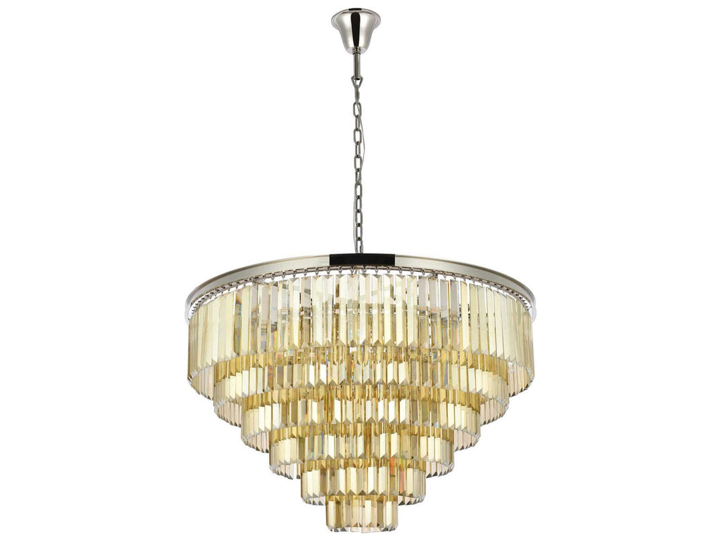Elegant Lighting Sydney 33-Light Polished Nickel Gold Crystal Tiered Chandelier
