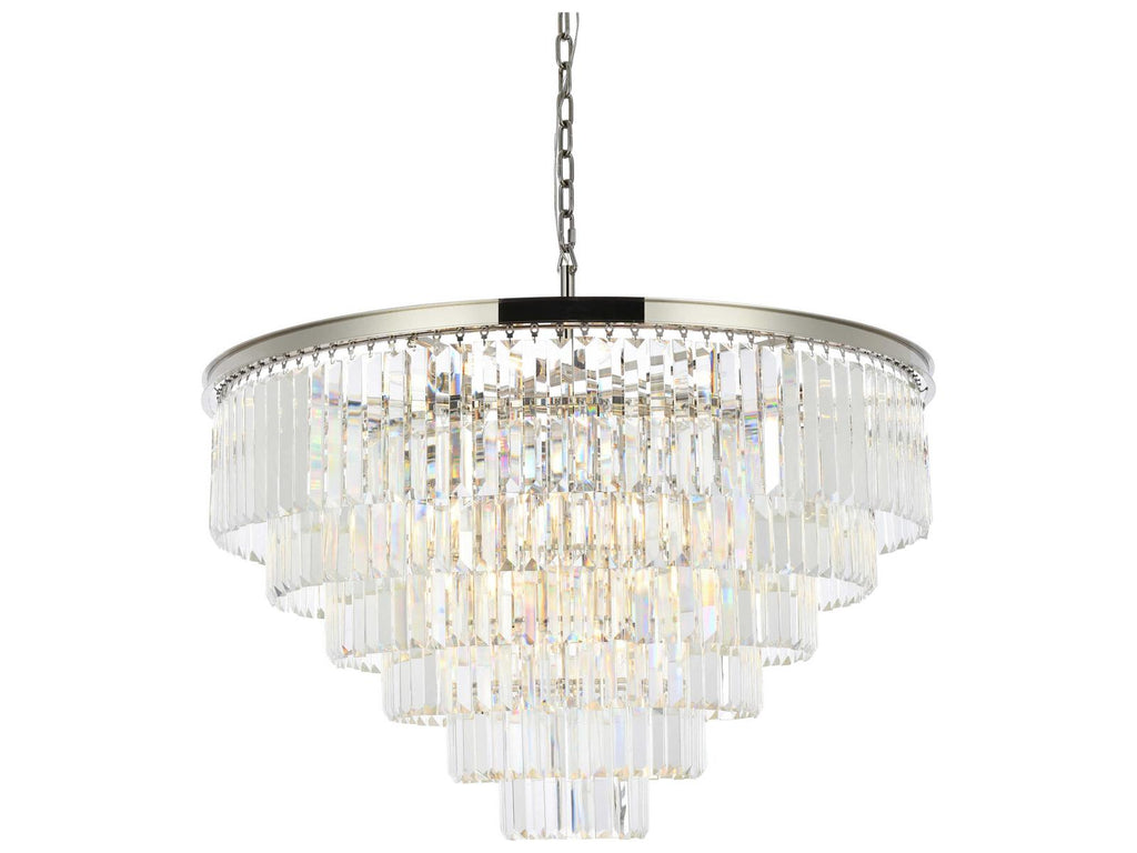 Elegant Lighting Sydney 33-Light Polished Nickel Clear Crystal Tiered Chandelier