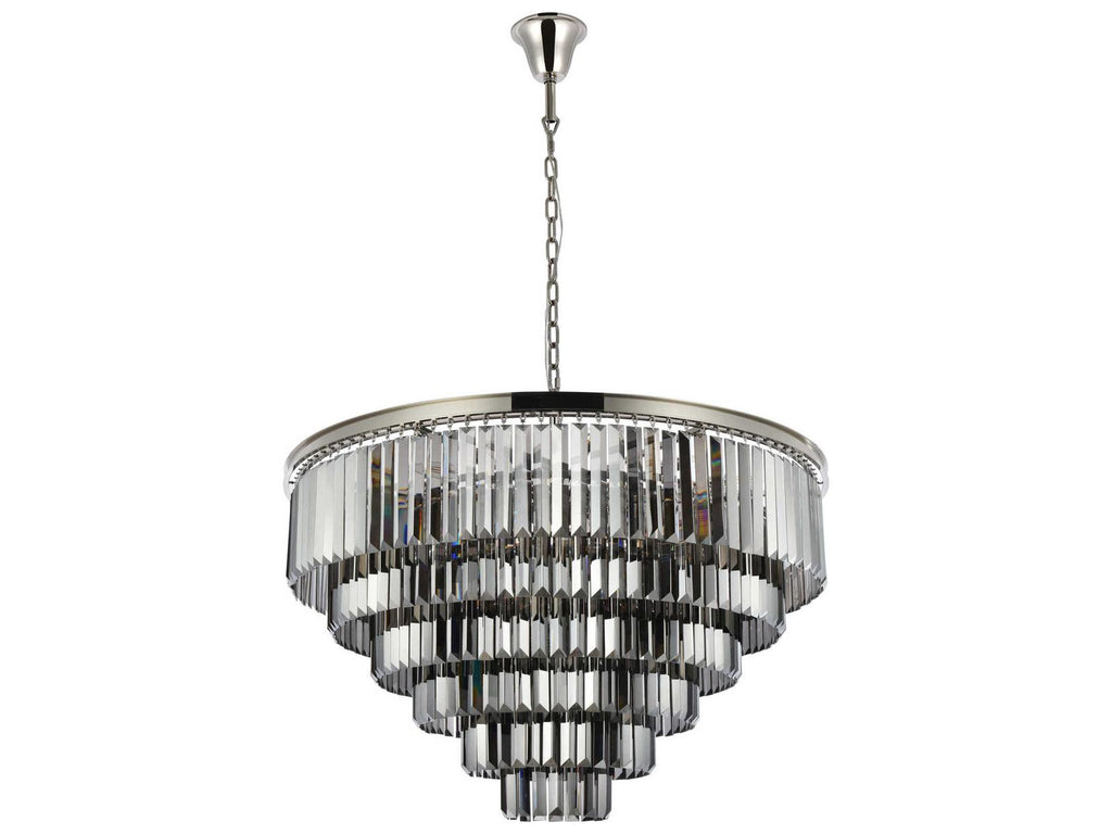Elegant Lighting Sydney 33-Light Polished Nickel Royal Cut Crystal Chandelier