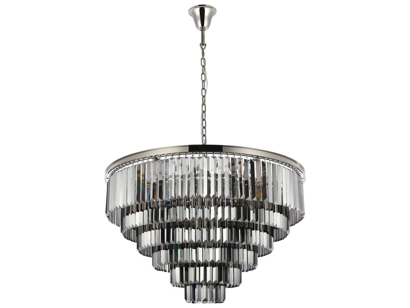 Elegant Lighting Sydney 33-Light Polished Nickel Royal Cut Crystal Chandelier