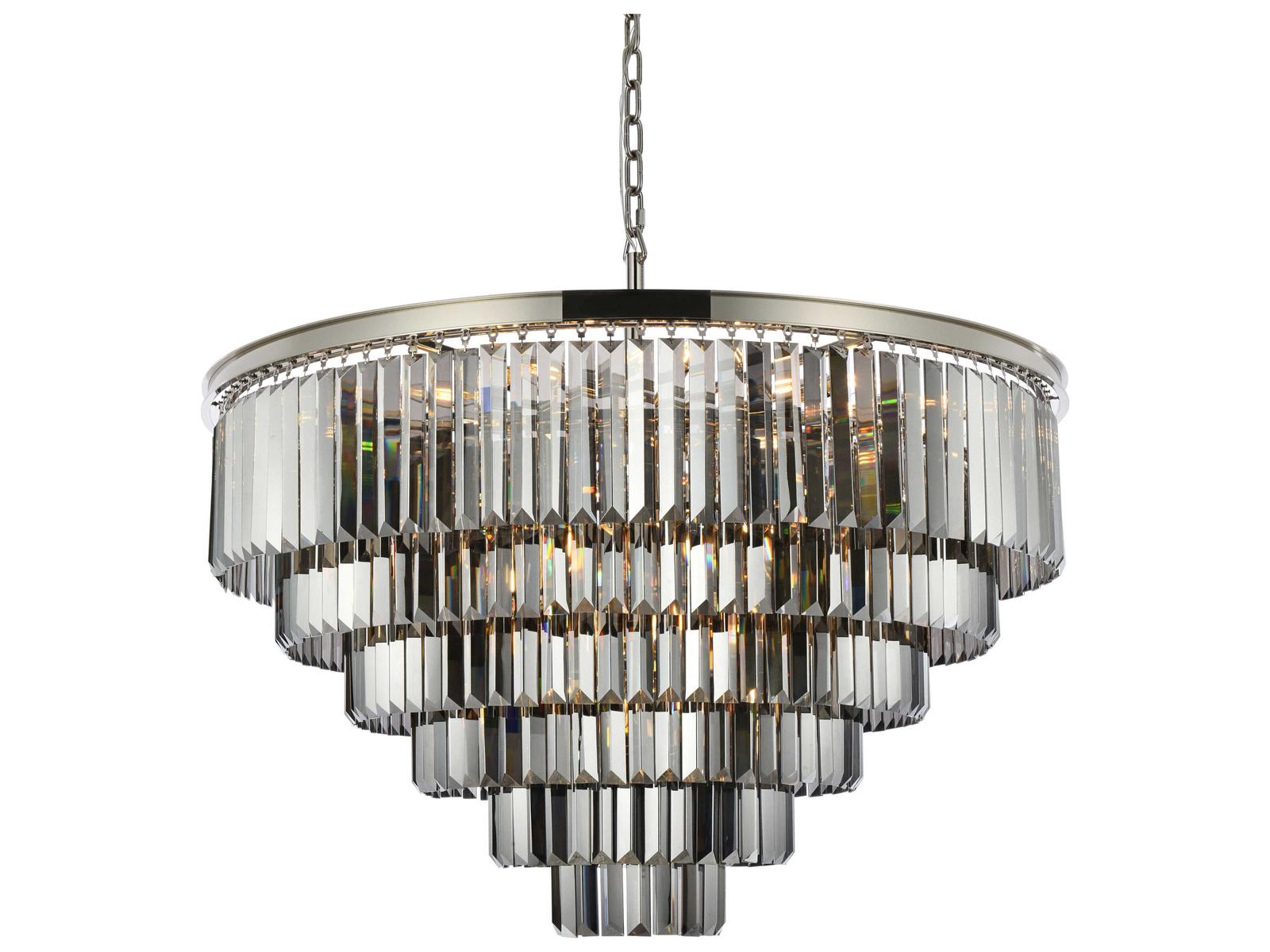Elegant Lighting Sydney 33-Light Polished Nickel Royal Cut Crystal Chandelier