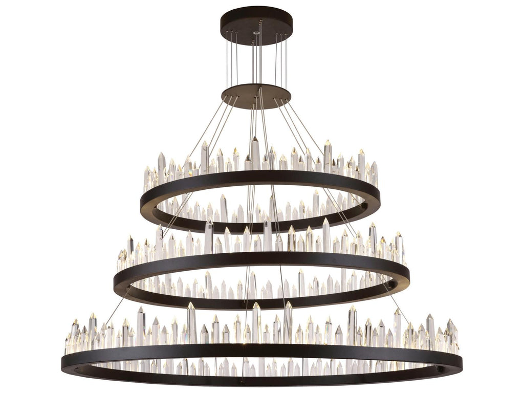 Elegant Lighting Malta 128-Light Satin Dark Grey Crystal LED Drum Tiered Chandelier