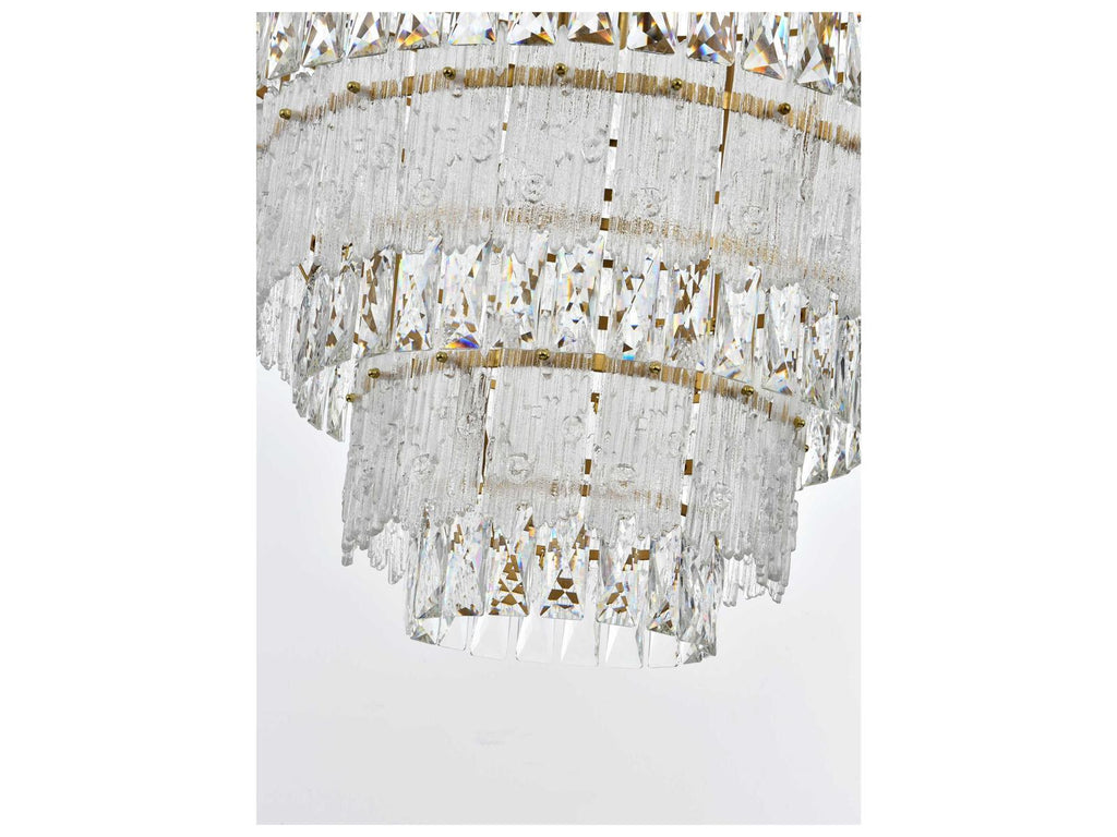 Elegant Lighting Emilia 33-Light Tiered Chandelier in Satin Gold