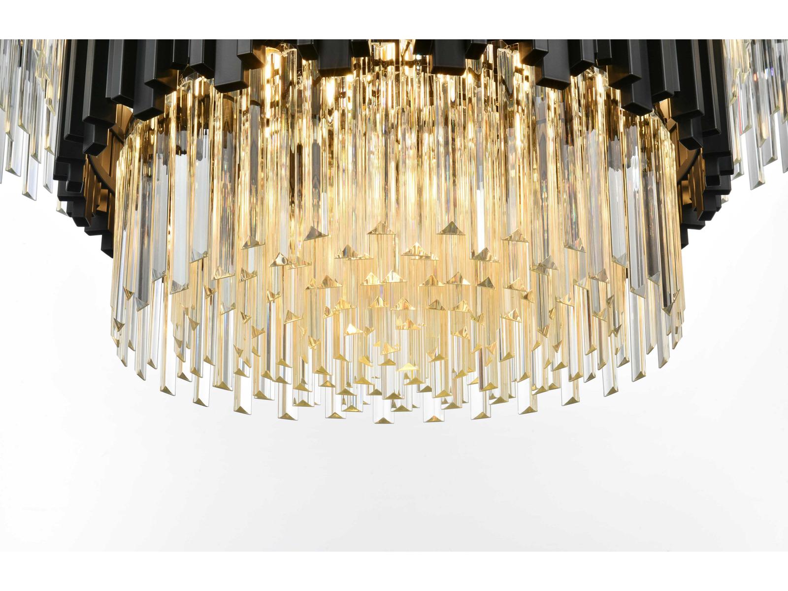 Elegant Lighting Willow 16-Light Black Drum Tiered Chandelier with Clear Glass