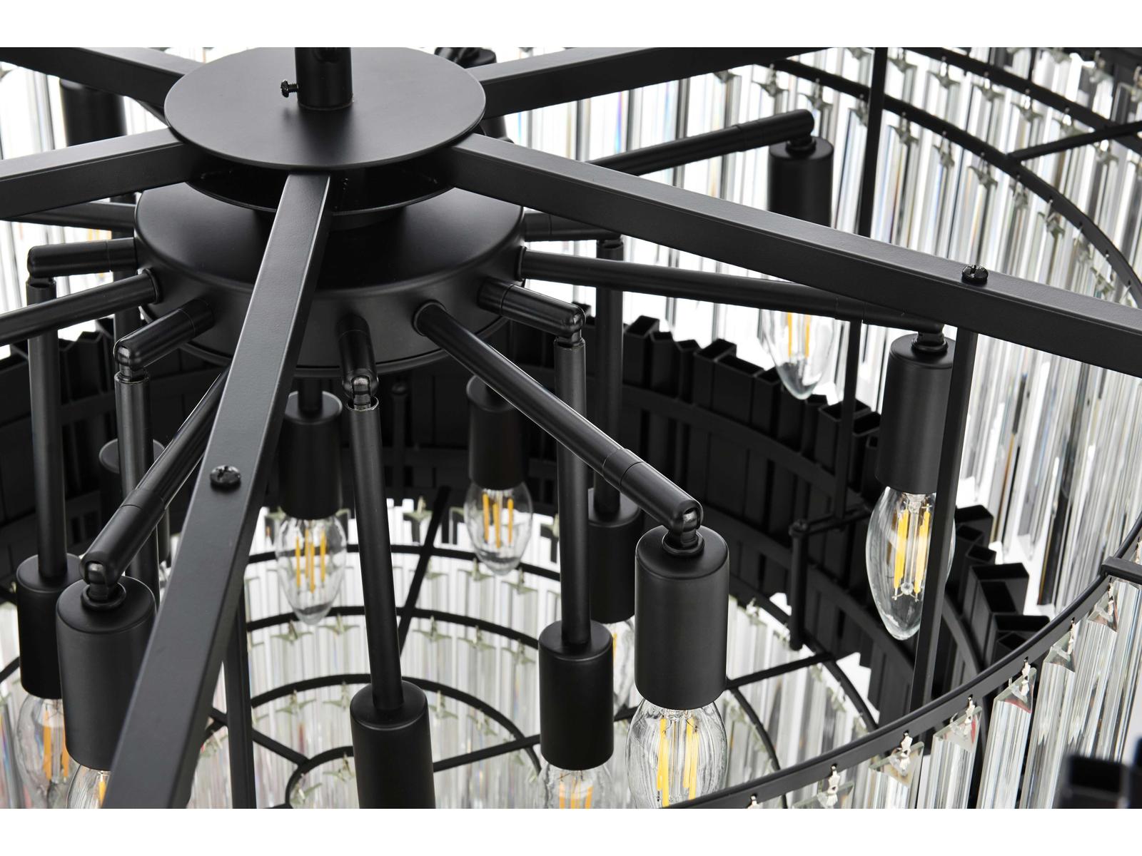 Elegant Lighting Willow 16-Light Black Drum Tiered Chandelier with Clear Glass
