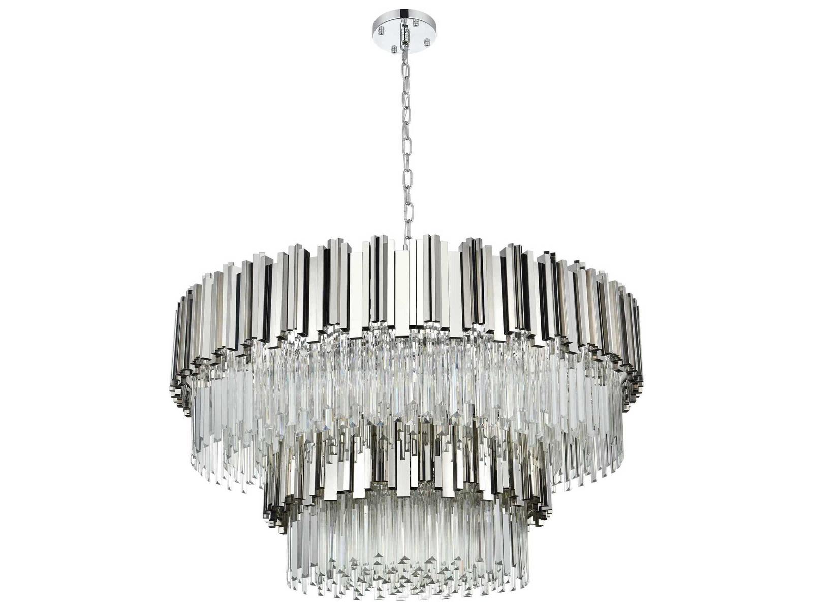 Elegant Lighting 16-Light Willow Drum Tiered Chandelier in Chrome