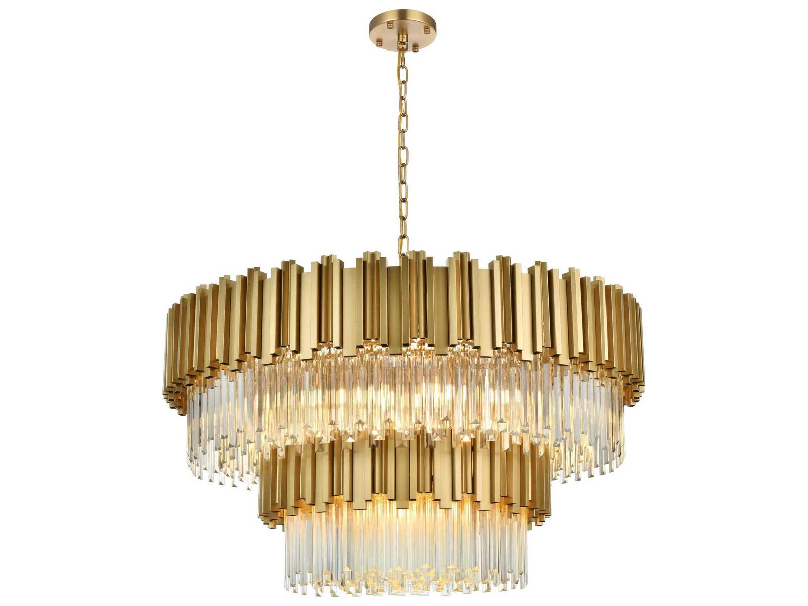 Elegant Lighting 16-Light Willow Tiered Chandelier in Satin Gold