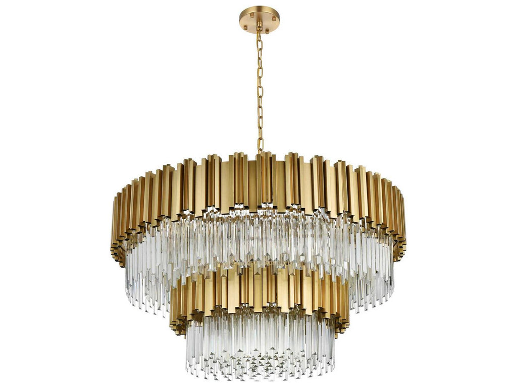 Elegant Lighting 16-Light Willow Tiered Chandelier in Satin Gold