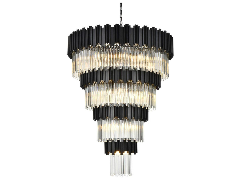 Elegant Lighting 27-Light Willow Tiered Chandelier in Black with Clear Glass