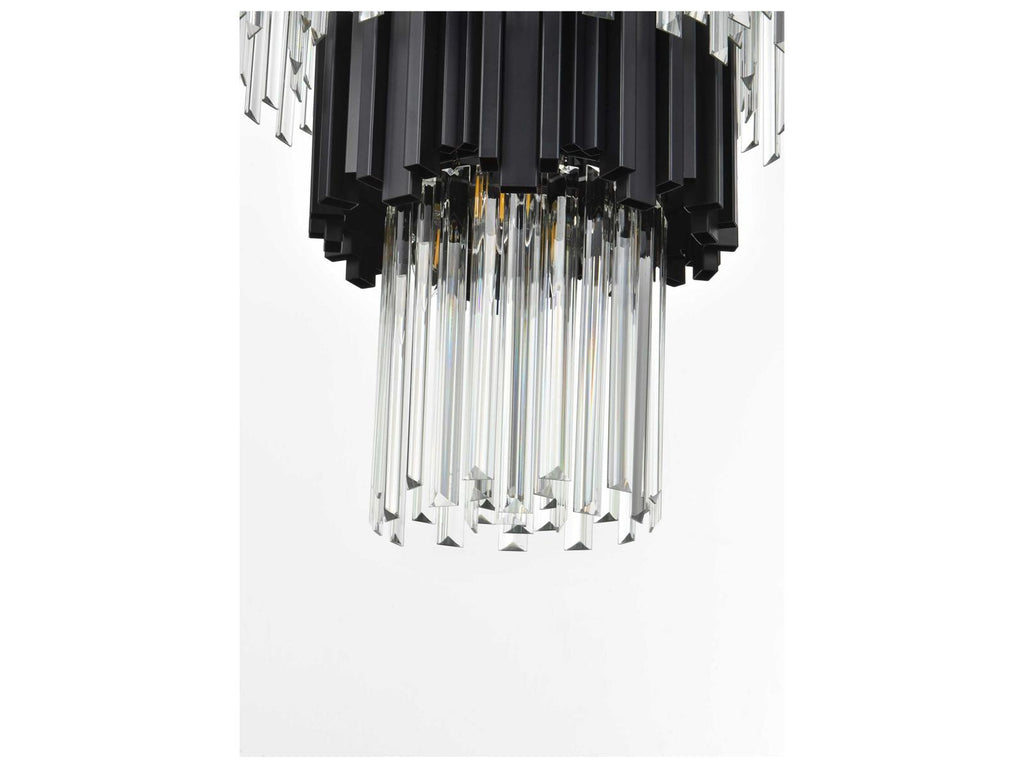 Elegant Lighting 27-Light Willow Tiered Chandelier in Black with Clear Glass