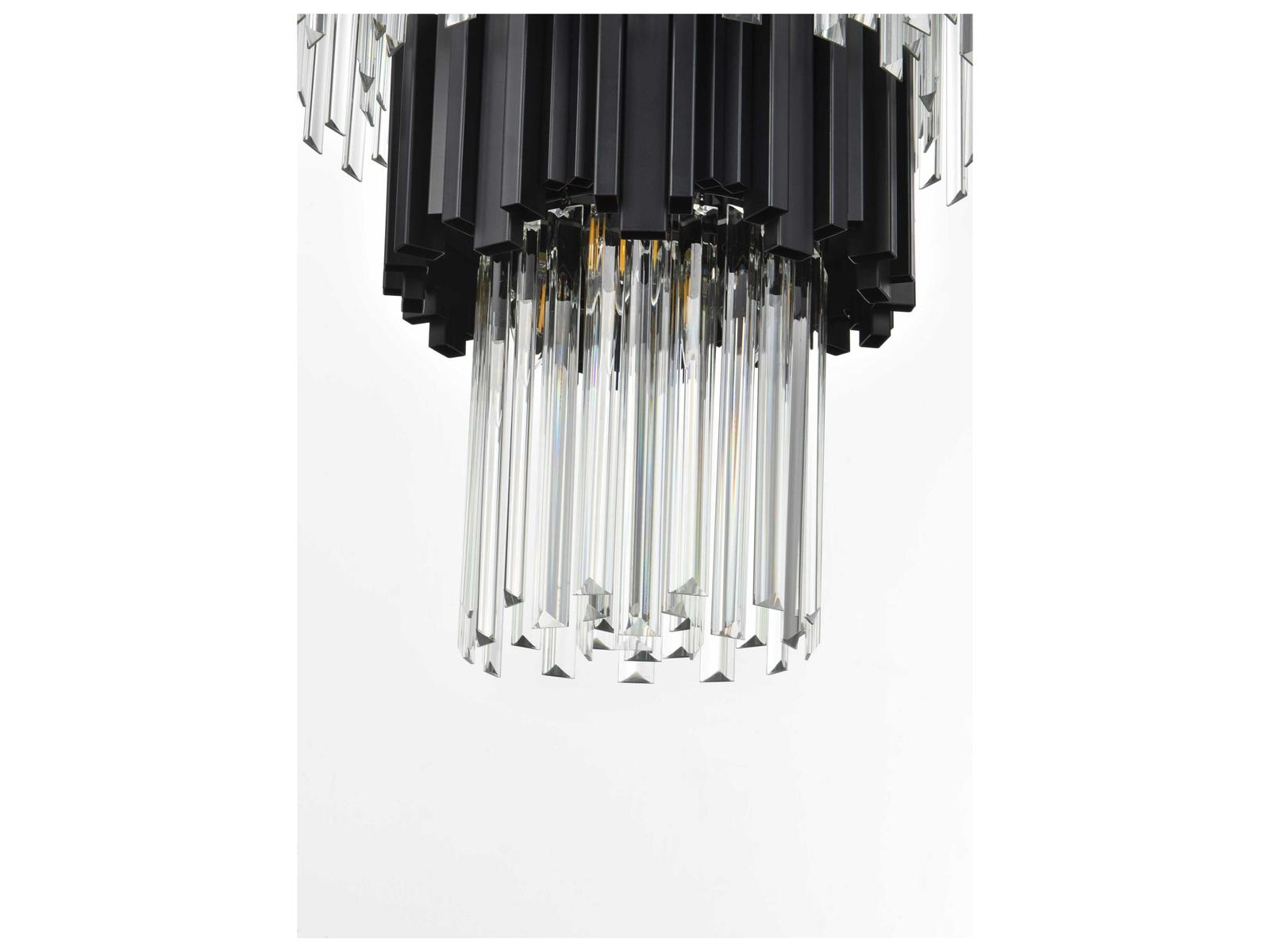 Elegant Lighting 27-Light Willow Tiered Chandelier in Black with Clear Glass