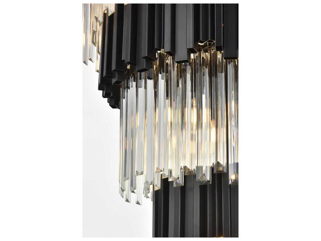 Elegant Lighting 27-Light Willow Tiered Chandelier in Black with Clear Glass
