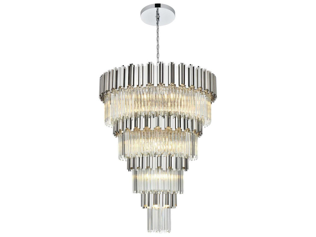 Elegant Lighting 27-Light Willow Tiered Chandelier in Chrome with Clear Glass