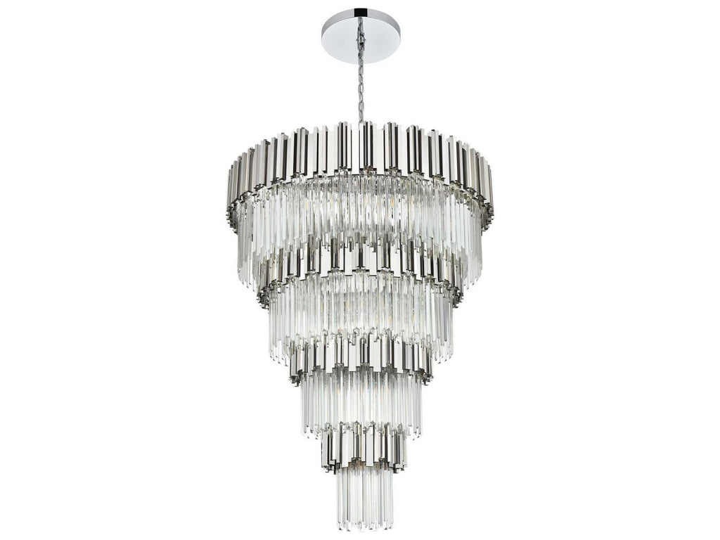 Elegant Lighting 27-Light Willow Tiered Chandelier in Chrome with Clear Glass