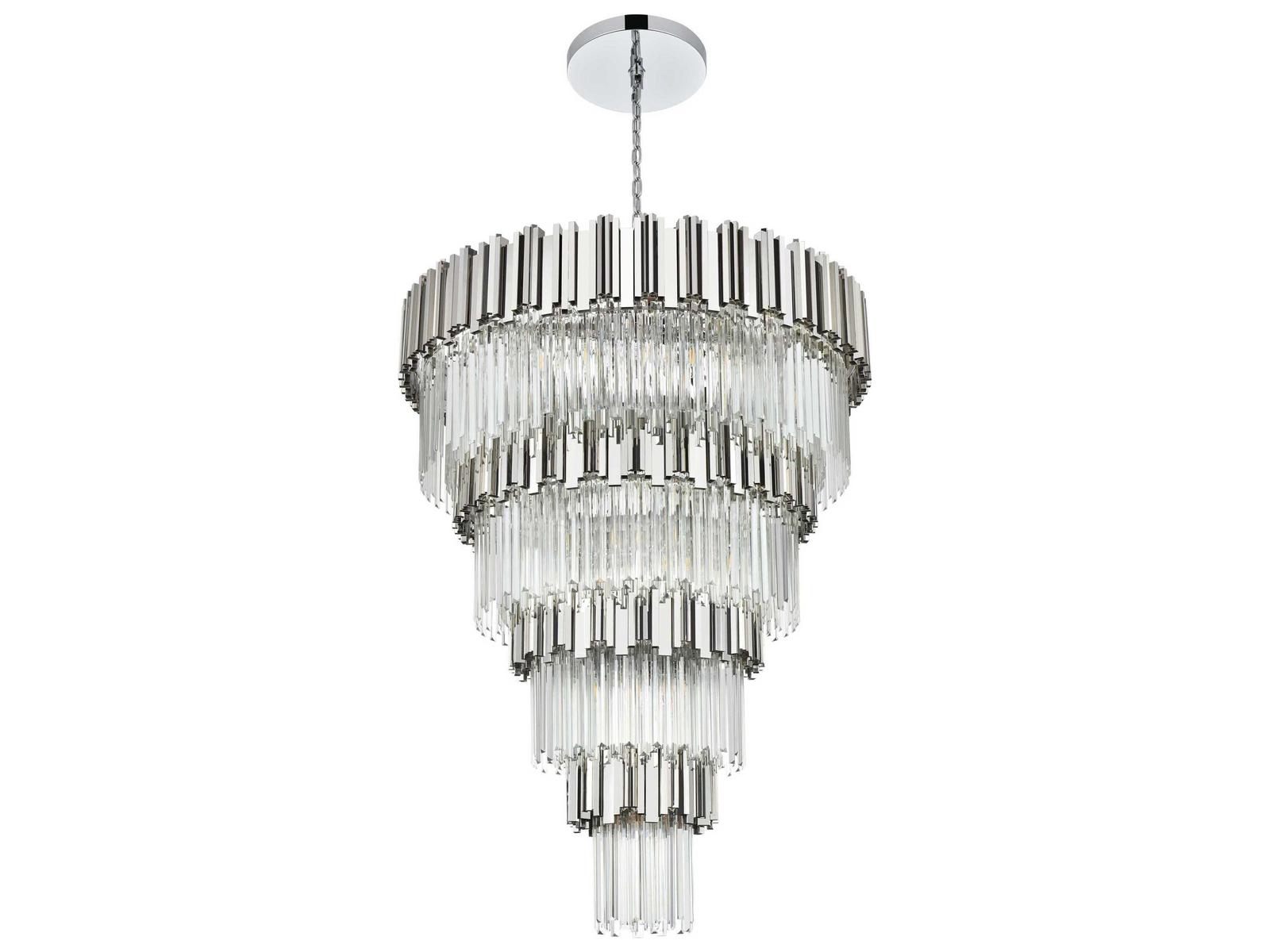 Elegant Lighting 27-Light Willow Tiered Chandelier in Chrome with Clear Glass