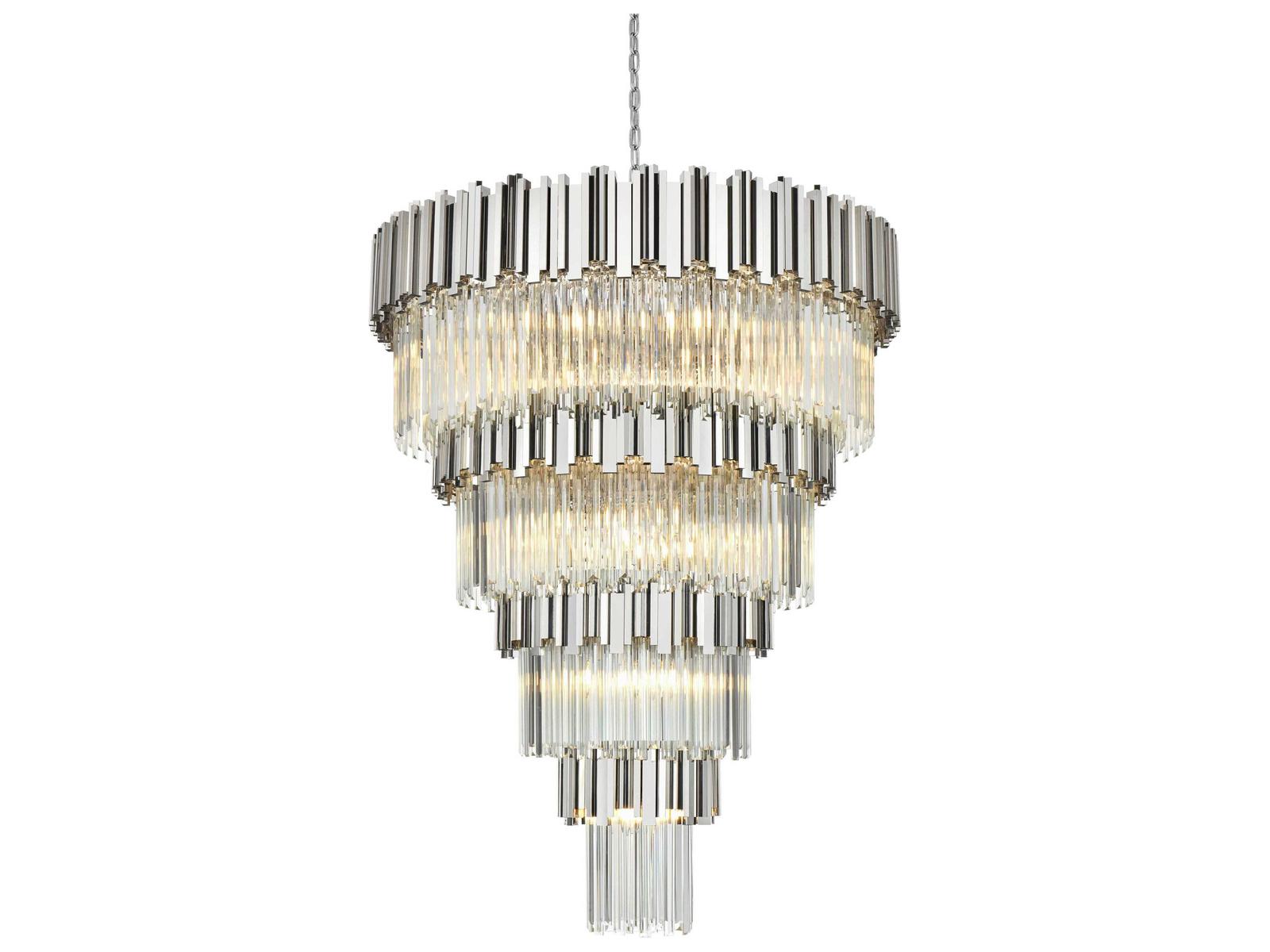 Elegant Lighting 27-Light Willow Tiered Chandelier in Chrome with Clear Glass