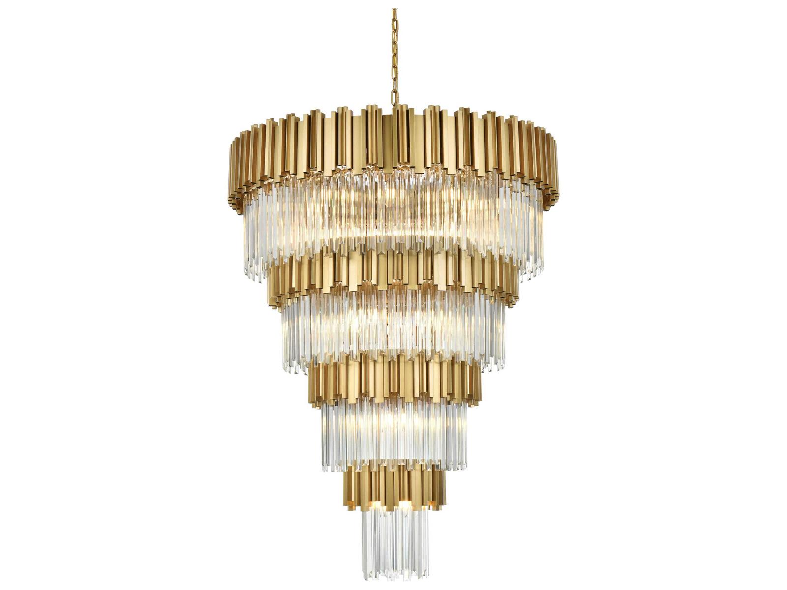 Elegant Lighting 27-Light Willow Tiered Chandelier in Satin Gold