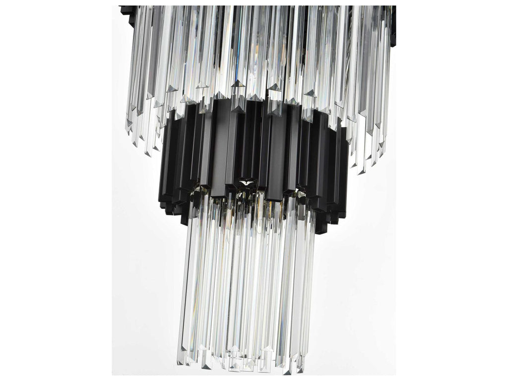 Elegant Lighting 39-Light Willow Tiered Chandelier in Black with Staggered Clear Glass