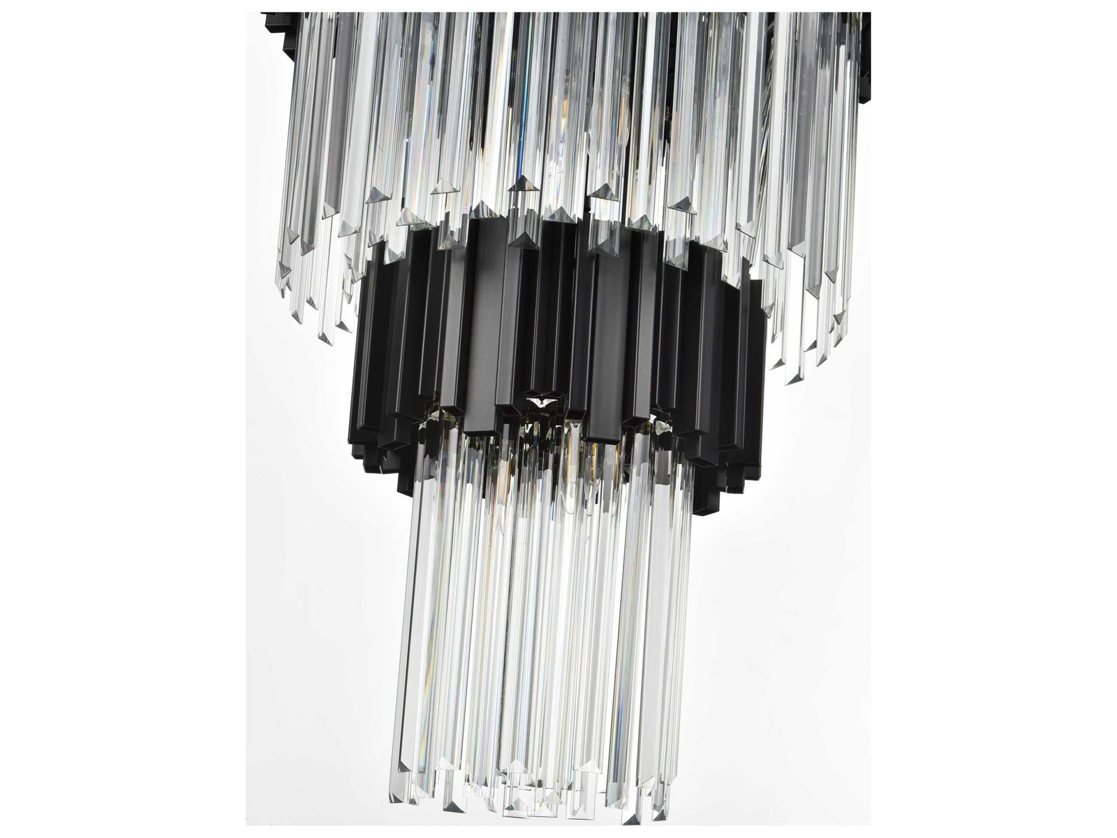 Elegant Lighting 39-Light Willow Tiered Chandelier in Black with Staggered Clear Glass
