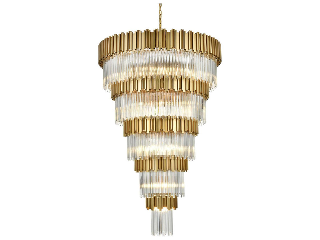 Elegant Lighting Willow 39-Light Tiered Chandelier in Satin Gold with Clear Glass
