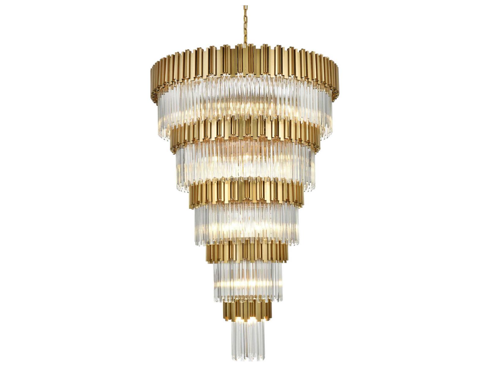 Elegant Lighting Willow 39-Light Tiered Chandelier in Satin Gold with Clear Glass
